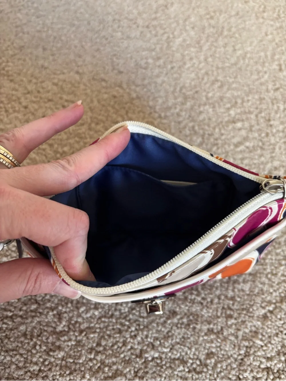 Coach Multicolor Signature Wristlet - Pink, Orange, Navy & Brown